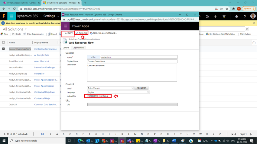 Creation of Web resource Through CRM Classic UI in Dynamics CRM